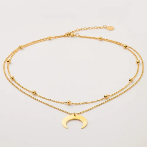 Miniatura 4 de Gargantilla de cadena de titanio con colgante de media luna para mujer