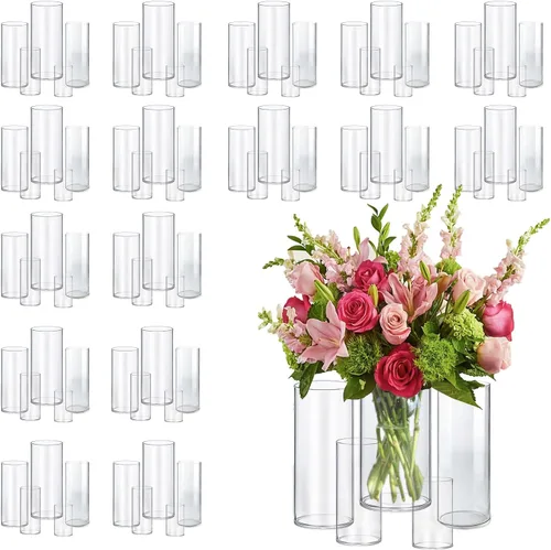 Miniatura 14 de 5 piezas de jarrones de vidrio Cilindro Jarrones para centros de mesa Pequeños jarrones de flores de vidrio transparentes Jarrones para decoración
