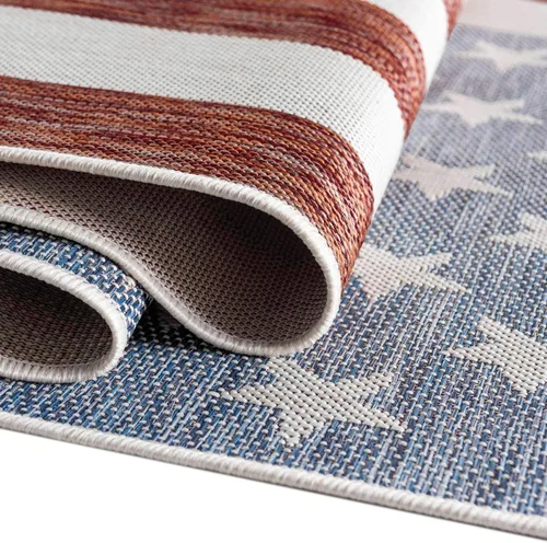 Miniatura 6 de Unique Loom Outdoor Collection Alfombra de área (3' 3' 3' x 5' 3' Rectángulo, Rojo/ Azul)