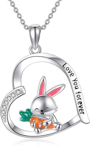 Lindo regalo de animales de plata esterlinapanda rojoconejo, collar con colgante de animal lindo joyería para mujeres niñas regalos