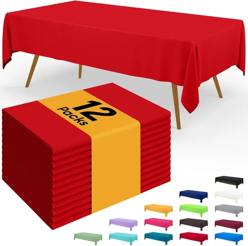 Miniatura 55 de Smiry - Juego de 6 manteles desechables, 54 x 78 pulgadas, manteles impermeables rectangulares para fiestas, cubierta de mesa de plástico