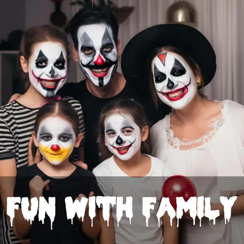 Miniatura 5 de Pintura corporal y facial negra y blanca de payaso con 3 pinceles de pintura, paleta de maquillaje SFX a base de agua para niños y adultos, pintura