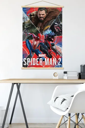 Miniatura 5 de Trends International Marvel's Spider-Man 2 - Póster de pared de grupo, 22.37 x 34.00 pulgadas, paquete de impresión premium y colgador de madera