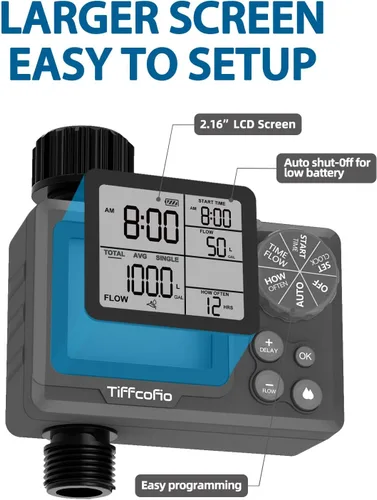 Miniatura 3 de Nuevo temporizador de aspersor programable de control de volumen de agua, temporizador de manguera con control de duración del agua y medidor