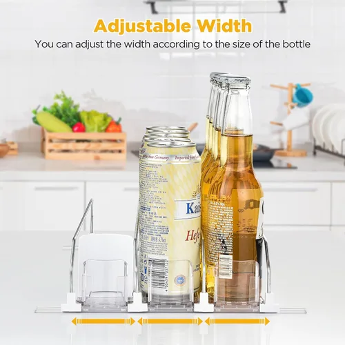 Miniatura 2 de OTraki Organizador de bebidas para refrigerador, dispensador de bebidas de 3 filas para refrigerador, dispensador de soportes de latas de ahorro