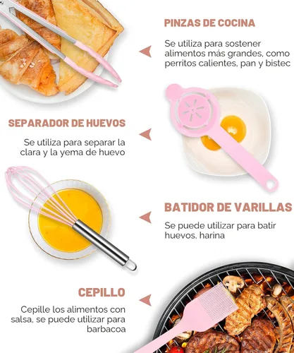 Miniatura 6 de Juego de utensilios de cocina, 12 piezas de utensilios de cocina de silicona (apto para lavavajillas), juego de espátulas resistentes al calor