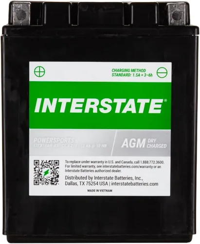 Miniatura 8 de Interstate Batteries YTX14-BS - Batería de 12 V y 12 Ah para deportes motorizados, 200CCA AGM, repuesto recargable para motocicletas, cuatrimotos
