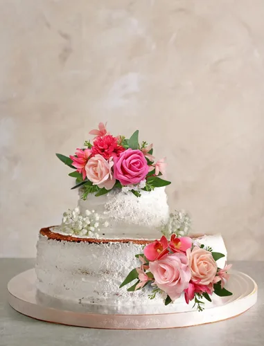 Miniatura 5 de Marriwise 3 piezas de flores prefabricadas, decoración de pastel de boda rosa baya, decoración de flores artificiales para boda, ceremonia
