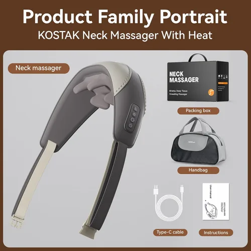 Miniatura 7 de Shiatsu Masajeador de cuello y hombros con calor para aliviar el dolor de tejido profundo, masajeadores portátiles para cuello y espalda, regalos