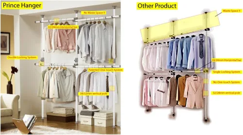 Miniatura 3 de Perchero ajustable de 2 niveles Estante para ropa Organizador para armarios