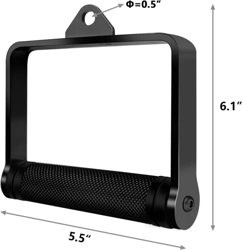 Miniatura 4 de Accesorio de cable con mango en D para entrenamiento de pesas, acero resistente con agarre de goma antideslizante (negro)