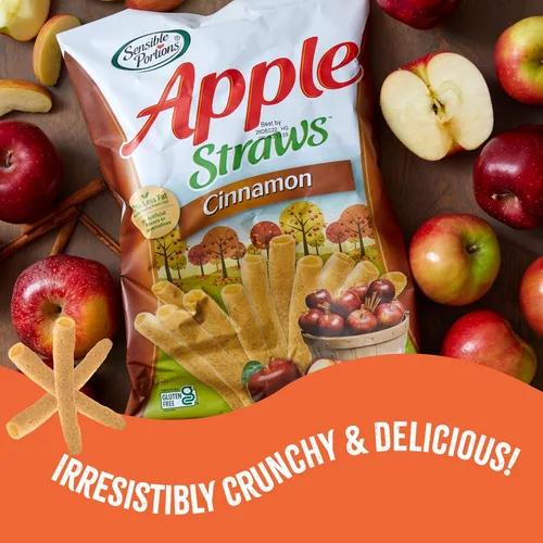 Miniatura 6 de Sensible Portions Garden Veggie Snacks - Pajitas Veggie, tamaño de aperitivo, manzana y canela, 1 onza (paquete de 24)