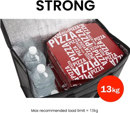 Miniatura 14 de NZ home Bolsa térmica XXL aislada y calentador de alimentos para entrega y compras de comestibles con parte superior con cremallera, color negro