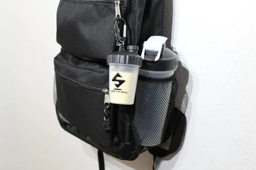 Miniatura 6 de Mini Shot (paquete de 3) Recipiente de proteína en polvo para preentrenamiento, embudo de suplemento con llavero, contenedor de viaje para gimnasio