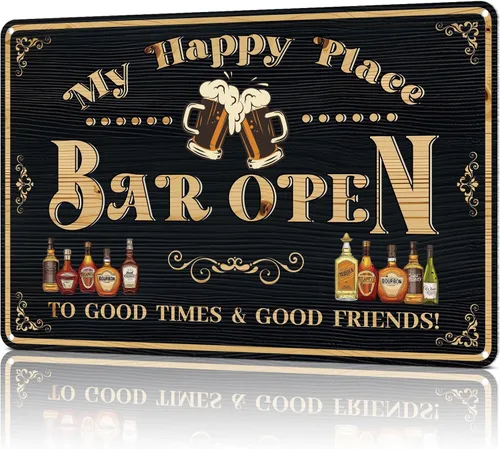 Letrero decorativo de barra de metal abierto para el hogar, bar, cueva, accesorios de pared vintage, decoración de animación de cerveza, regalos de