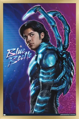 Miniatura 18 de Trends International DC Comics Movie Blue Beetle - Póster de pared de Jaime Reyes, 14.725 x 22.375 pulgadas, versión enmarcada plateada Versión