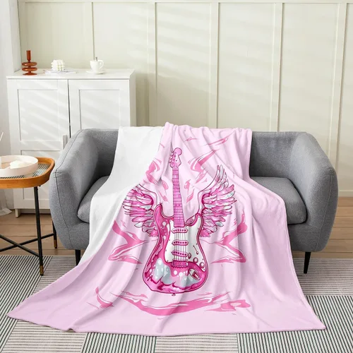 Miniatura 25 de Castle Fairy Manta de forro polar con botas de vaquero, manta de guitarra musical bohemia para niños y niños, manta de vaquera rústica occidental