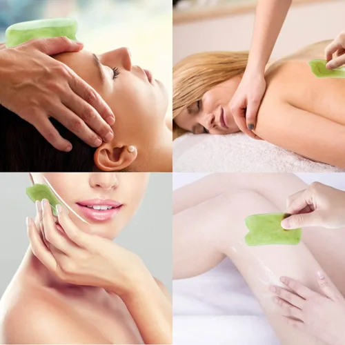 Miniatura 3 de 7 Piezas Herramienta de Masaje de Raspado Gua Sha, Juego de Herramientas de Masaje de Resina Natural GuaSha para Liberación de Cara, Espalda