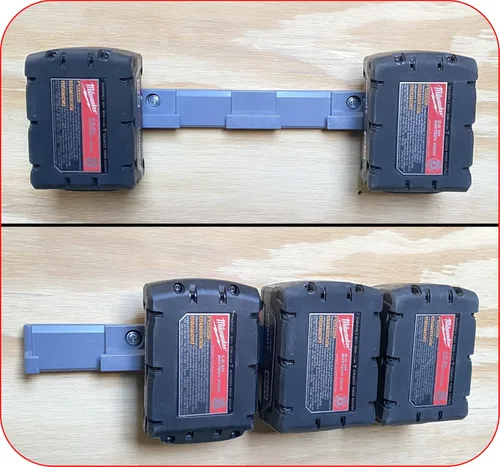 Milwaukee M18 Soporte de batería | Almacenamiento de batería de 4 x 18 V | Montaje en pared | ABS gris | 0.75 x 1.5 x 12 pulgadas | Resistente al