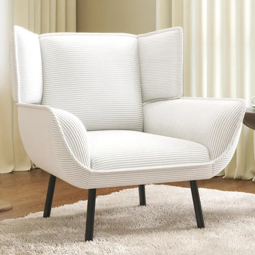 Miniatura 10 de AMERLIFE Silla decorativa, silla tapizada para sala de estar con respaldo alto, sillón de lectura gris para dormitorio, cómoda silla de pana