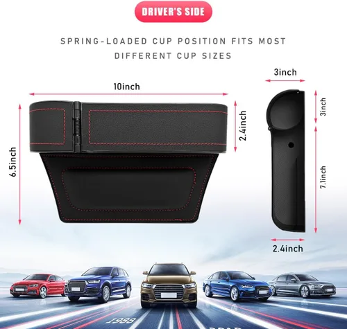 Miniatura 2 de Organizador de Espacio para Asiento de Coche con Portavasos Expandible, Almacenamiento para Asiento Delantero Automotriz con Portavasos, Caja