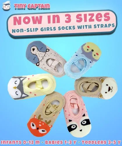 Miniatura 2 de Tiny Captain Calcetines de agarre para niñas de 1 a 3 años de edad, calcetines antideslizantes de animales de 1 a 3 años, set de regalo para niñas