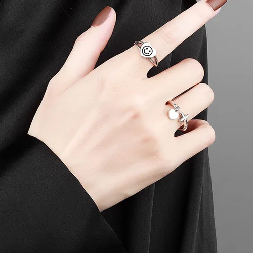 Miniatura 9 de 925 Sterling Silver Ring Minimalist Adjustable Rings Band Handmade Rings for Women Girls