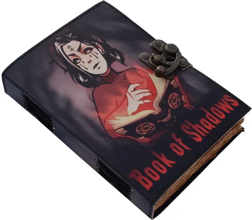 Miniatura 2 de Libro de sombras impreso hechizos mágicos negros de cuero, cuaderno grande en blanco sin forro páginas con hechizo de bruja organizado, encantos