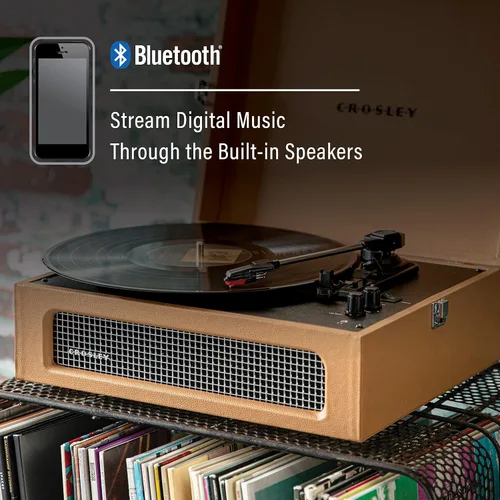 Miniatura 4 de Crosley CR8017B-TA Voyager - Tocadiscos portátil clásico de vinilo con Bluetooth de entrada/salida y altavoces integrados, color marrón Canela