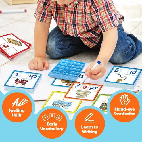 Miniatura 5 de Torlam CVCC y CCVC Juegos de palabras, palabras a la vista, tarjetas flash de ortografía, lectura, aprendizaje de fonética, juguetes para niños