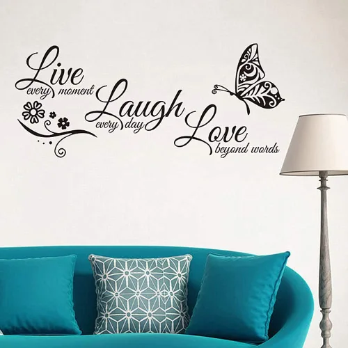 Miniatura 4 de Live Love Laugh - Juego de 3 calcomanías motivacionales para pared, calcomanías de pared inspiradoras para la familia (18 x 39 pulgadas, negro)
