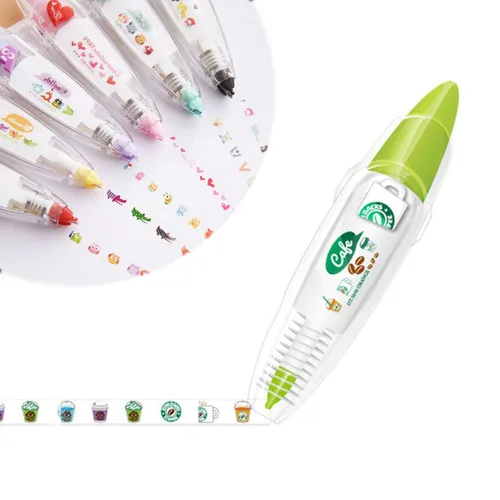 Bolígrafo decorativo tipo prensa de animales lindos para bricolaje, 2023, nuevo bolígrafo decorativo de cinta de corrección de encaje, lindo Café