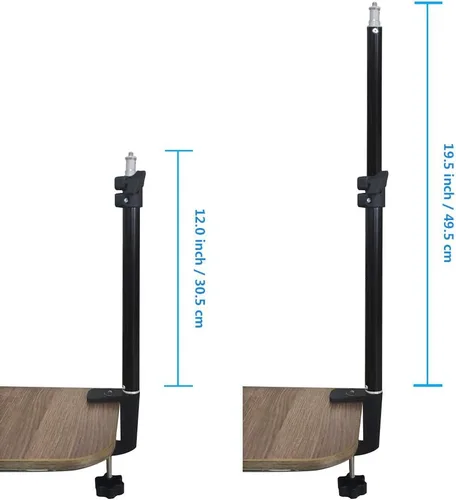 Miniatura 5 de Soporte de escritorio - Soporte de escritorio ajustable para cámara de 12.0-19.5 pulgadas con cabeza de bola giratoria de 360° y punta de tornillo