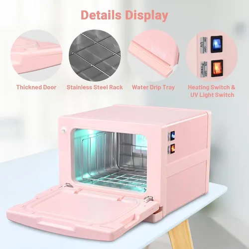 Miniatura 6 de BYOOTIQUE - Calentador de toallas calientes para spa, sala de uñas, pequeña máquina de vapor de toalla de peluquería rosa de 8 litros para cara
