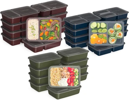 Bentgo Prep Kit de preparación de comidas de 60 piezas, recipientes de alimentos reutilizables PFAS y sin BPA, 1 compartimento, 2 compartimentos y 3