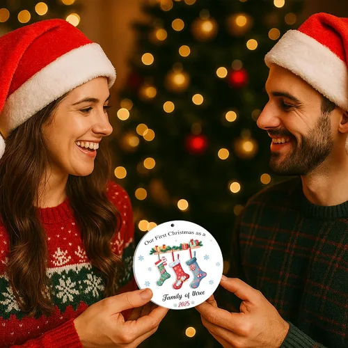 Miniatura 6 de Adornos de Navidad Familiares 2025, Nuestro Primer Adorno de Navidad como Familia de 3, Adorno de Árbol de Navidad, Adornos de Primer Navidad