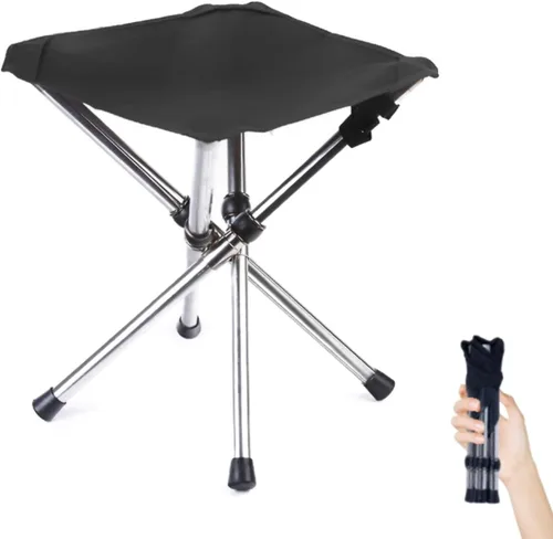 Miniatura 7 de Taburete portátil para acampar con bolsillo lateral, asiento de campamento de 12.5 pulgadas, plegable, cómodo, ampliación para viajes, camping
