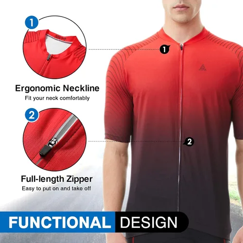 Miniatura 3 de Hikenture Maillot de ciclismo para hombre, manga corta, con cremallera completa, 3 bolsillos, camiseta transpirable para bicicleta