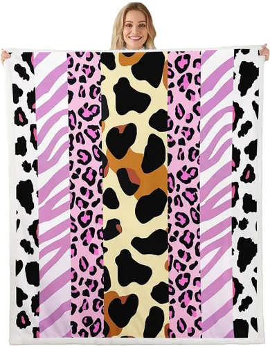 Miniatura 10 de Manfei Manta de mármol con purpurina dorada y estampado de leopardo para sofá, manta de cama de mármol blanco y negro para niños y niñas, manta