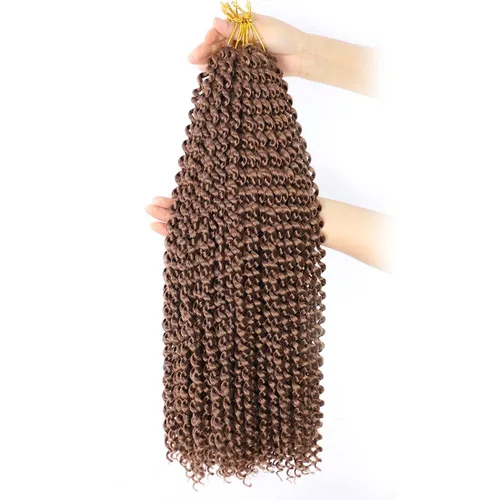 Miniatura 38 de Cabello afro trenzado elástico color marrón claro de 16 pulgadas, paquete de 3 T27, cabello afro preesponjado y trenzado elástico, cabello afro