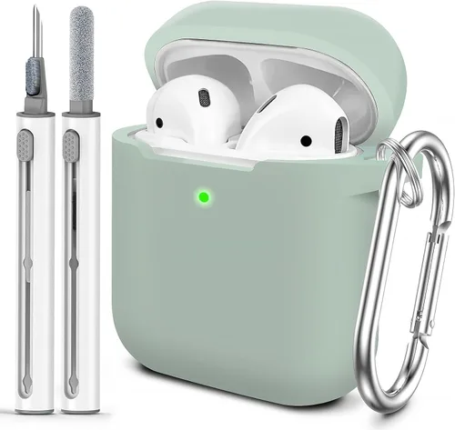 Miniatura 13 de Funda Protectora para AirPods 1/2, viene con kit de limpieza, funda protectora de silicona suave con hebilla, compatible con estuche de carga
