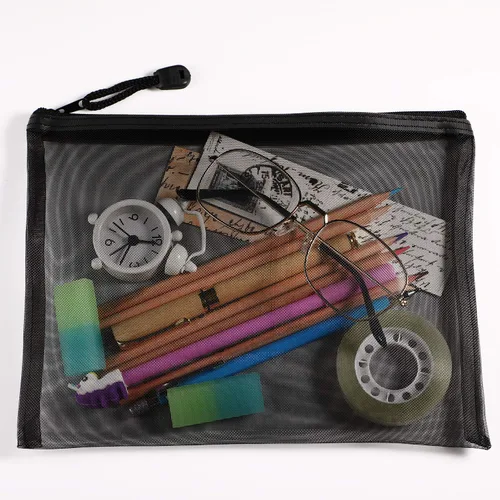 Miniatura 5 de Outus 15 bolsas de malla con cremallera, bolsa de maquillaje, organizador de viaje para cosméticos, estuche para lápices con cremallera para Negro