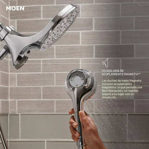 Miniatura 3 de Moen Engage Magnetix Níquel cepillado resistente a manchas de 3.5 pulgadas, cabezal de ducha de mano desmontable de seis funciones con sistema