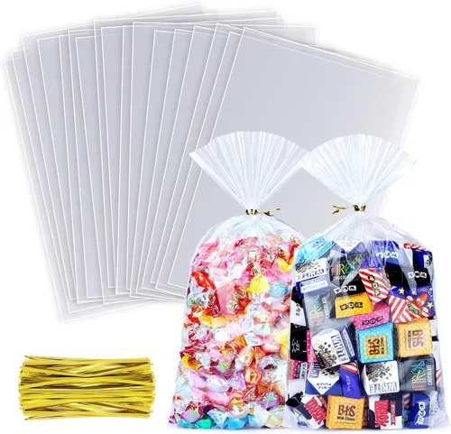 Miniatura 16 de 20 bolsas de celofán de celofán de 14 x 18 pulgadas, transparentes y planas para envolver regalos, panadería, galletas, dulces, postres, cestas