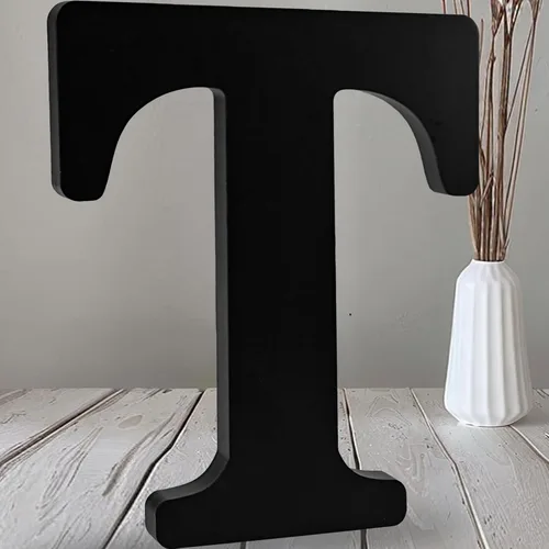 Miniatura 26 de AOCEAN Letras de madera negra de 12 pulgadas, letras de madera sin terminar para Halloween, letras decorativas de pie, tablero de señalización