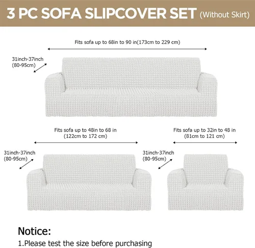 Miniatura 2 de Fanfanwin Juego de 3 fundas de sofá para muebles de sala de estar, fundas elásticas y lavables para sofá de Navidad, sofá grande de gran