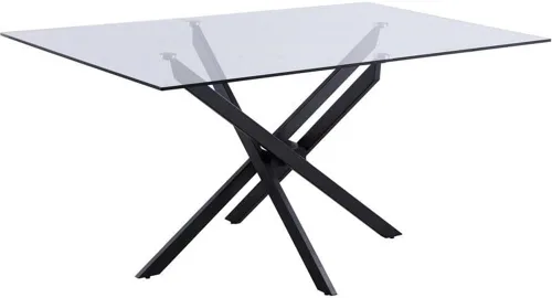 Miniatura 8 de Meridian Furniture Xander Collection Modern Mesa de comedor contemporánea de vidrio templado con base de metal duradera, 60 pulgadas de ancho x 36