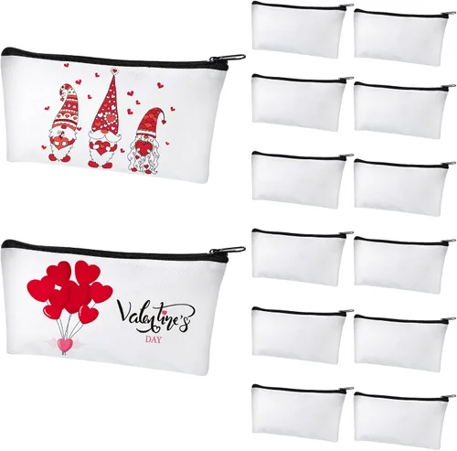 Xuniea 12 bolsas de cosméticos multiusos para sublimación, bolsas de maquillaje de transferencia de calor, bolsa de lona para bolígrafo, bolsa de
