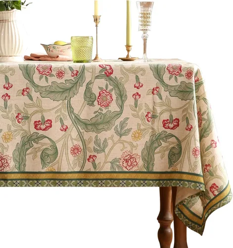 Miniatura 65 de patdrea - Mantel de lino floral, grueso, decorativo y francés para mesas rectangulares o cuadradas, para cocina y comedor, 55 x 79 pulgadas