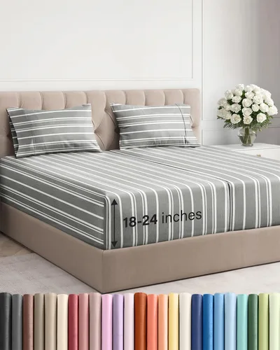 Miniatura 40 de Sábanas King divididas con bolsillos extra profundos, sábanas transpirables y refrescantes de 5 piezas, sábanas de lujo para hotel, suaves, sin 22